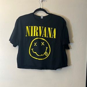 NWOT cropped nirvana logo tee shirt